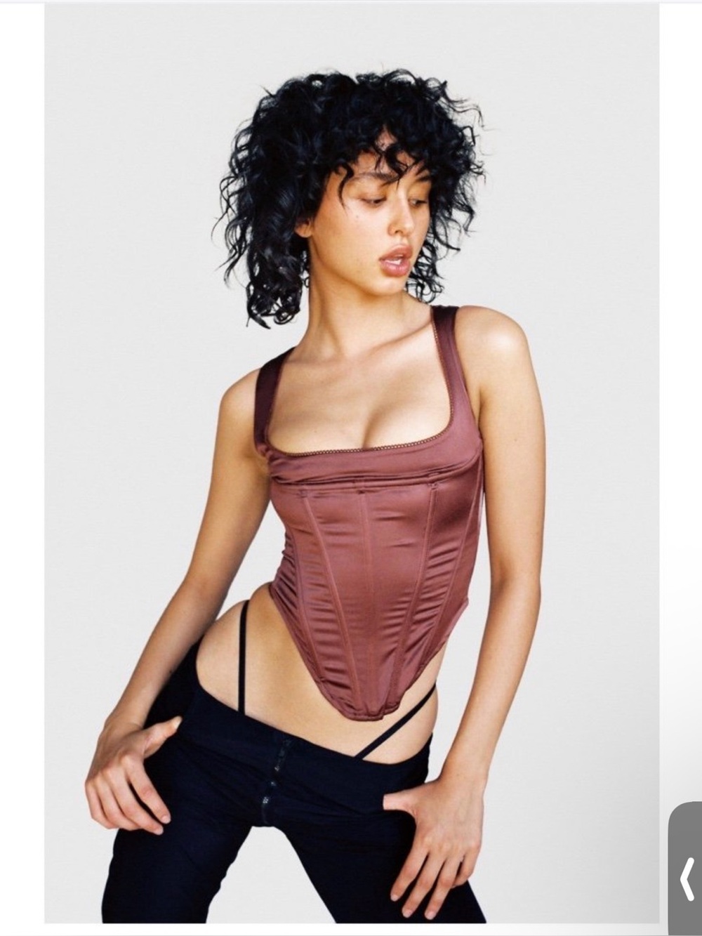 Miaou Campbell Satin Corset Tank Top in Mauve - Women